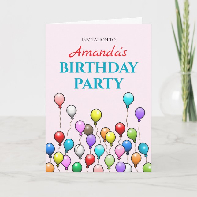 Balloons Birthday Party Invitation (Front)