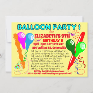 BALLOONS birthday party invitation modern invite