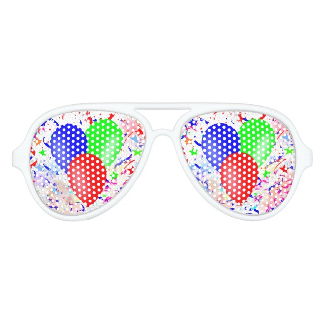 Balloons birthday pattern background  aviator sunglasses (Front)