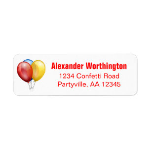 Balloons Birthday Red Address Return Address Label