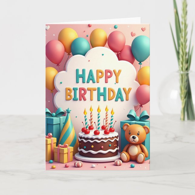 Balloons Birthday Scene Card (Front)