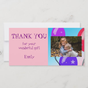 Balloons Birthday Thank you Photo Card