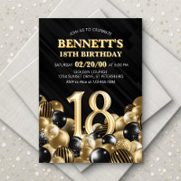 Balloons Black Gold 18th Birthday
