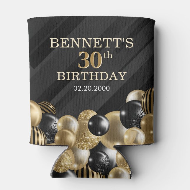 Balloons Black Gold Can Cooler (Back)