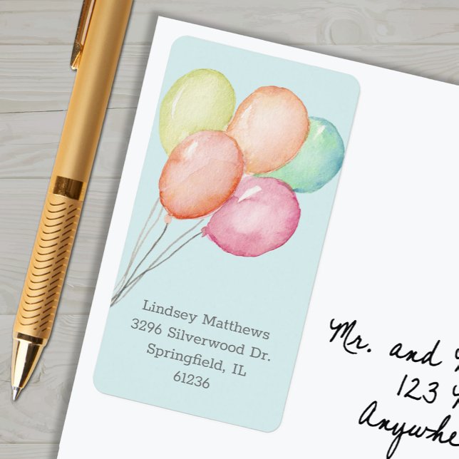 Balloons Blue Baby Shower Return Address Label (Balloons on blue boy baby shower return address labels)