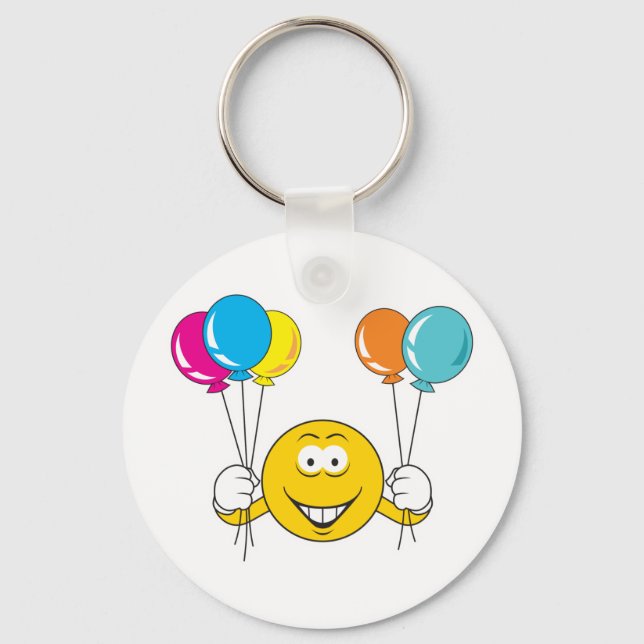 Balloons Celebration Face Key Ring (Front)