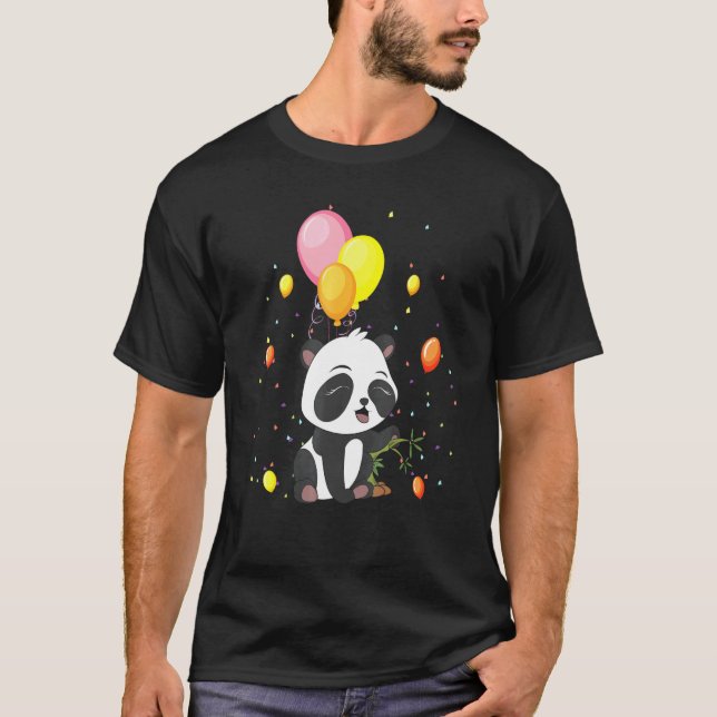 Balloons China Panda Wildlife Forest Animal Cute P T-Shirt (Front)