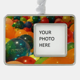 Balloons Colourful Party Design Silver Plated Framed Ornament