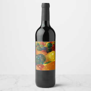 Balloons Colourful Party Design Wine Label