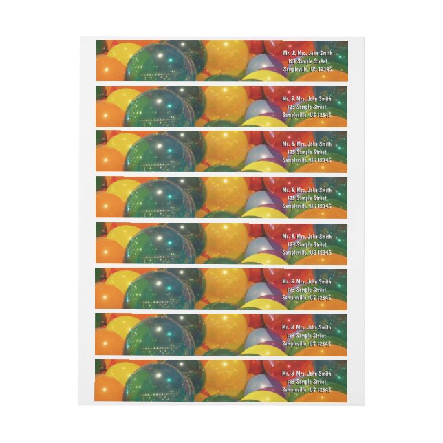 Balloons Colourful Party Design Wrap Around Label (Sheet)
