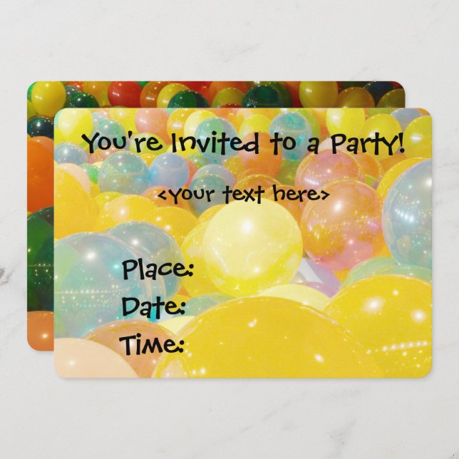 Balloons Colourful Party Invitation (Front/Back)