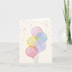 Balloons Colourful pastel watercolor Card