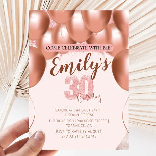 Balloons Confetti 30th Birthday Party Custom Invitation