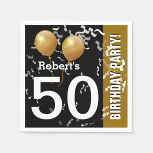 Balloons Confetti 50th Birthday or ANY YEAR A1 Napkin