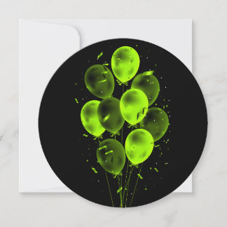 Balloons & Confetti Negative Round Greeting Cards