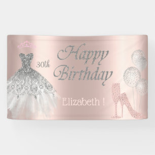 Balloons,Diamonds Glass,Heel, Dress, Rose Gold Banner