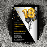 Balloons Elegant Black | Gold 18th Birthday Party Invitation<br><div class="desc">Black balloons as a back drop to gold tone number balloons lend a dramatic flair to this 18th Birthday Party design. Composite design by Holiday Hearts Designs (rights reserved). Other age numbers are available in our shop. If you don't see a design for the particular age you are looking for,...</div>