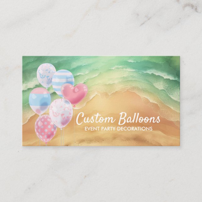 Balloons Event Party Planner Decor Beach Business Card (Front)