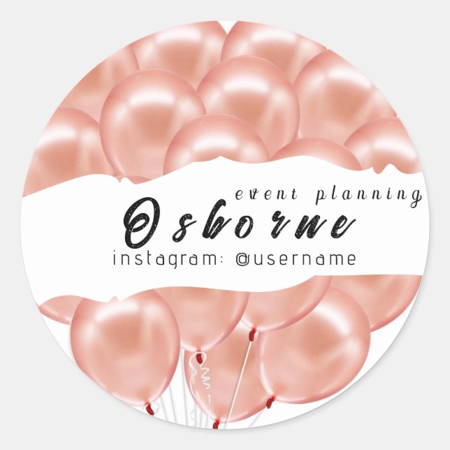 Balloons Event Planning Classic Round Sticker (Front)