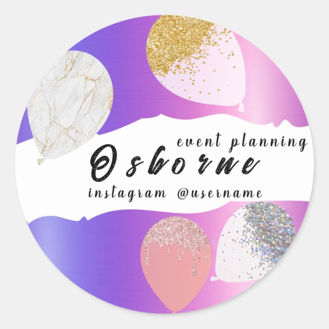Balloons Event Planning Classic Round Sticker (Front)