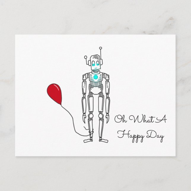 Balloons Frustrate Robots Invitation Postcard (Front)