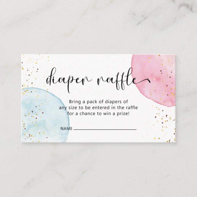 Balloons Gender Reveal Diaper Raffle Ticket Enclosure Card (Front)