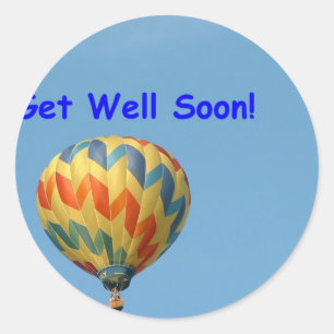 Balloons, get well soon! classic round sticker