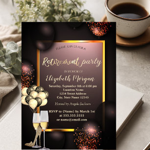 Balloons, Glas,High Heels Burgundy Retirement    Invitation