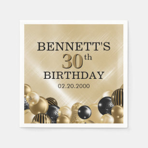 Balloons Gold Birthday Napkin