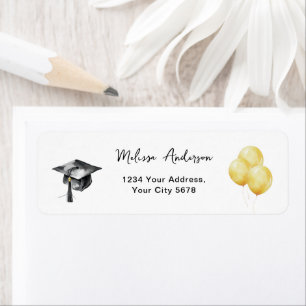Balloons Graduation Party Hat Address Return Address Label