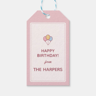 Balloons "Happy Birthday From" Name Gift Tag