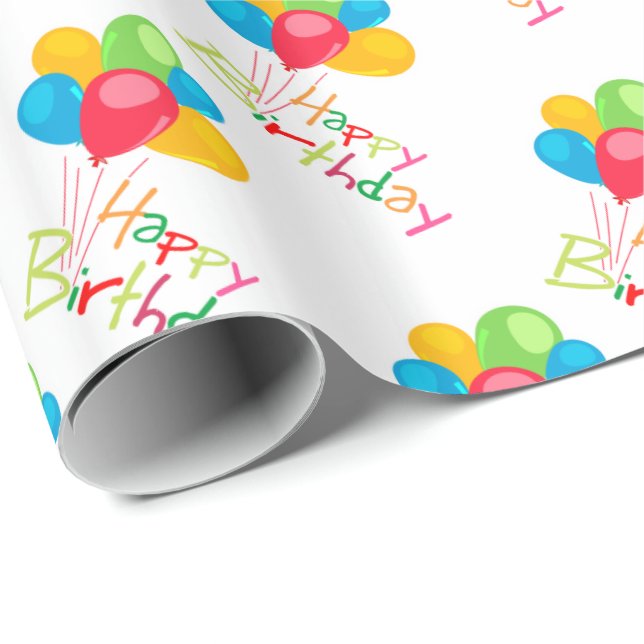 Balloons Happy Birthday Wrapping Paper (Roll Corner)