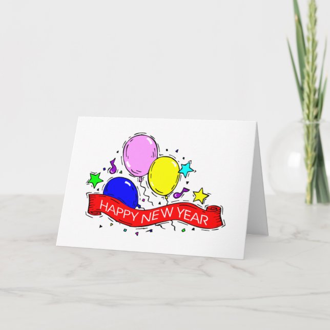 Balloons Happy New Year Greeting Card (Front)
