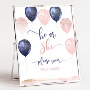 Balloons he or she please wear your guess poster