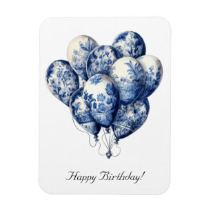 Balloons in Delft Blue, customisable  Magnet
