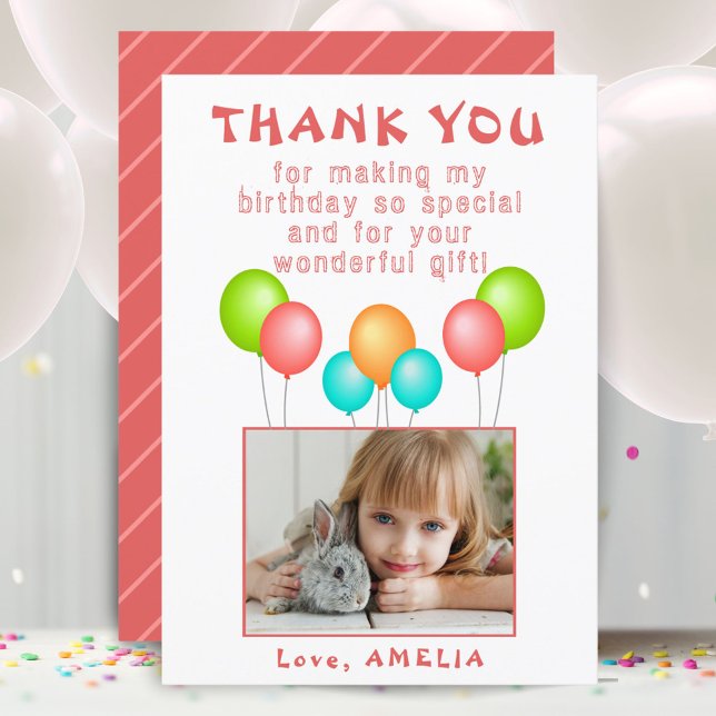 Balloons Kids Birthday Photo Thank You  (Creator Uploaded)