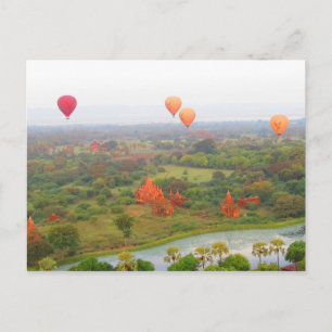 Balloons over Bagan, Myanmar Postcard