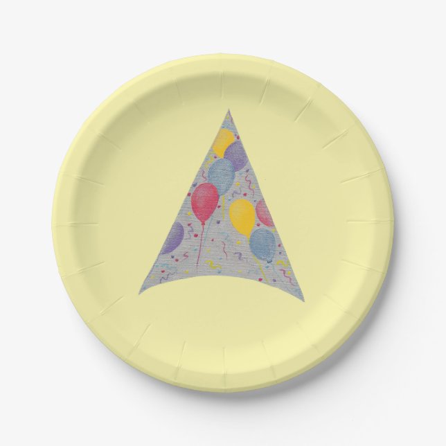 Balloons Party Hat Birthday Paper Plates (Front)