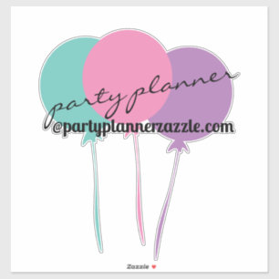Balloons Party Planner Any Colour Name Car Sticker