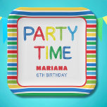 BALLOONS PARTY TIME PAPER PLATE<br><div class="desc">Fun balloons party time letters in primary colours</div>