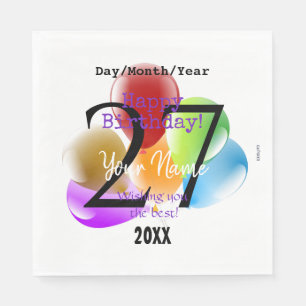 Balloons Personalised Birthday Paper Napkins