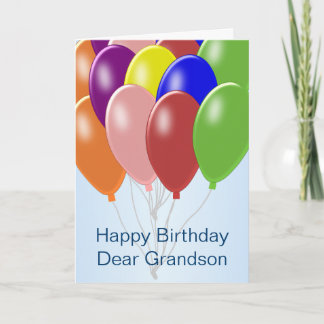 Balloons Personalised Grandson Birthday Card