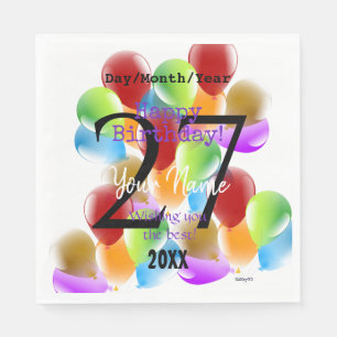 Balloons Personalised Happy Birthday Paper Napkins