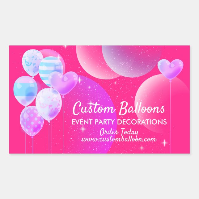 Balloons Pink Purple Event Decor Rectangular Sticker (Front)