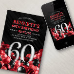 Balloons Red 60th Birthday Invitation<br><div class="desc">Bunches and bunches of balloons—this design just doesn't hold back! Featuring bold numbers and elegant typography in a space that's literally overflowing with balloons, this design is an instant party-starter. The red and black colour scheme and retro typography set a classic, stylish tone for your event. Perfect for the modern...</div>