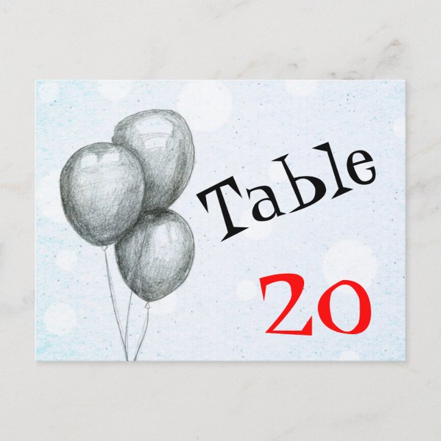 Balloons Table Number Postcard (Front)