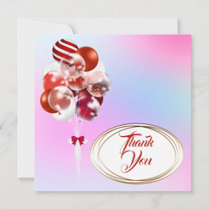 Balloons. Thank You card. Personalise. Card
