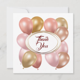 Balloons. Thank You card. Personalise.  Card