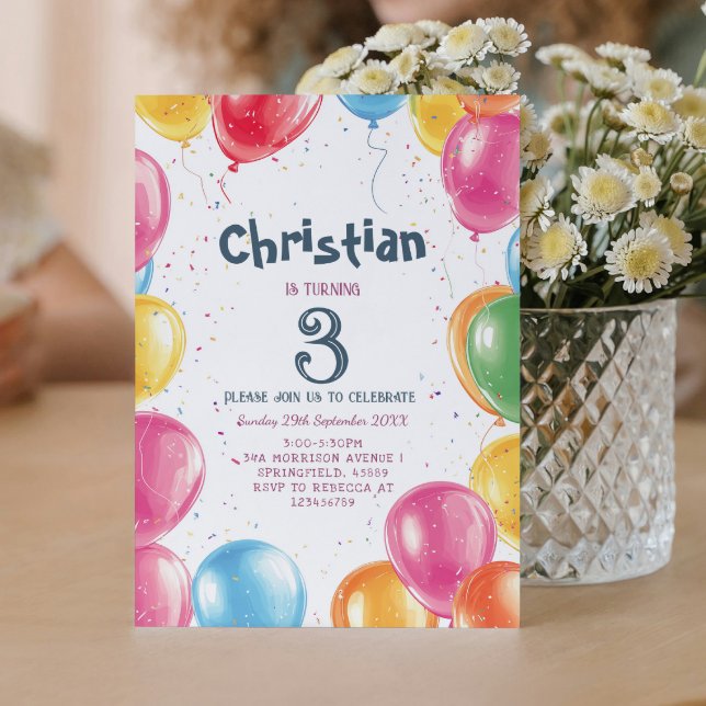 Balloons theme Birthday Party  Invitation (Creator Uploaded)