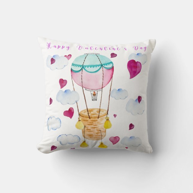 Balloons watercolor illustration Valentine's Day Cushion (Front)